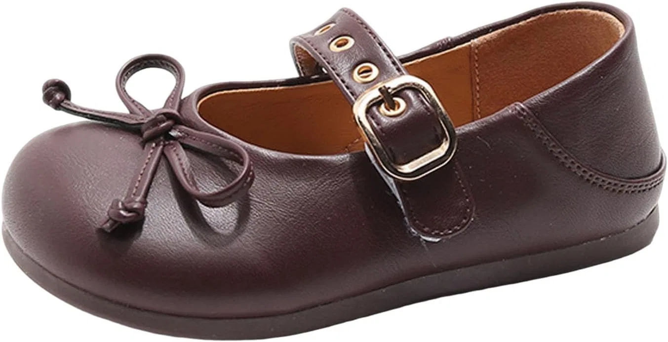 Детские туфли для девочек с бантом из кожи Мэри Джейн, Brown