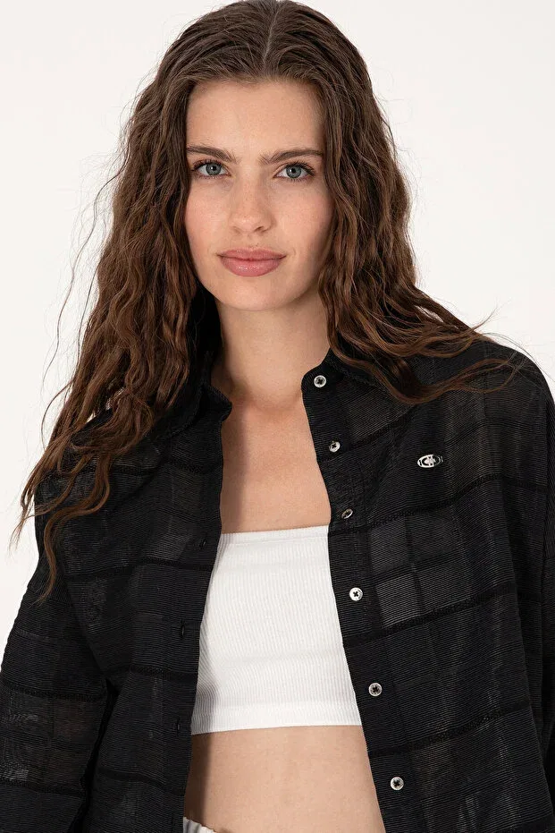 Женская рубашка с длинным рукавом U.S. Polo Assn., Black — фото 2