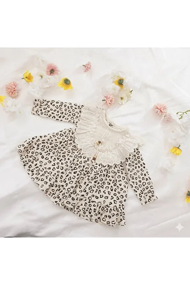 Детское платье для девочек с принтом Leopard Printed Baby Minicix, Beige