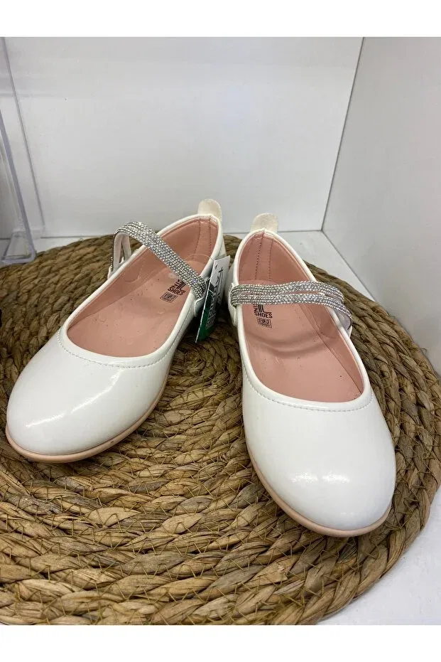 Детские балетки для девочек искусственная кожа Stoned ballerinas Maxxi, White — фото 4