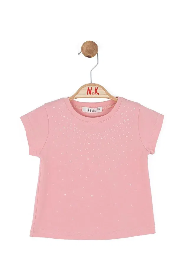 Детская футболка для девочек с вышивкой жемчугом Nk Kids, Pink