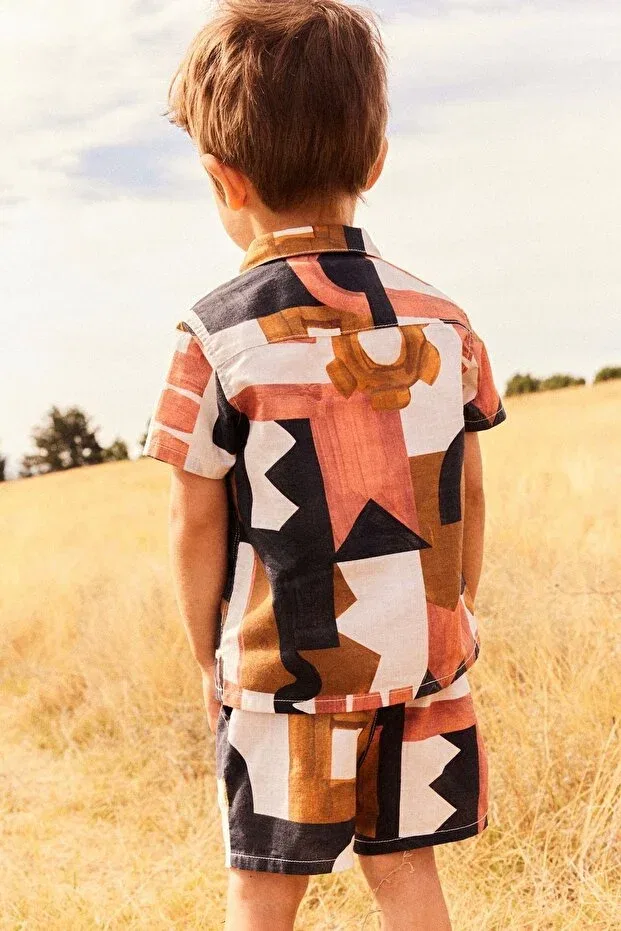 Детский комплект для новорожденных хлопковый Bronze Brown Cotton Shirt Shorts Set Next Baby, Brown — фото 3