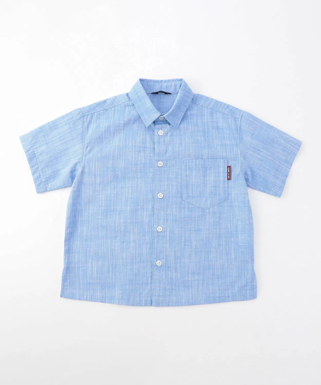 Детская рубашка с коротким рукавом из хлопка и льна, модель Chambray COMME CA ISM, Pink — фото 3
