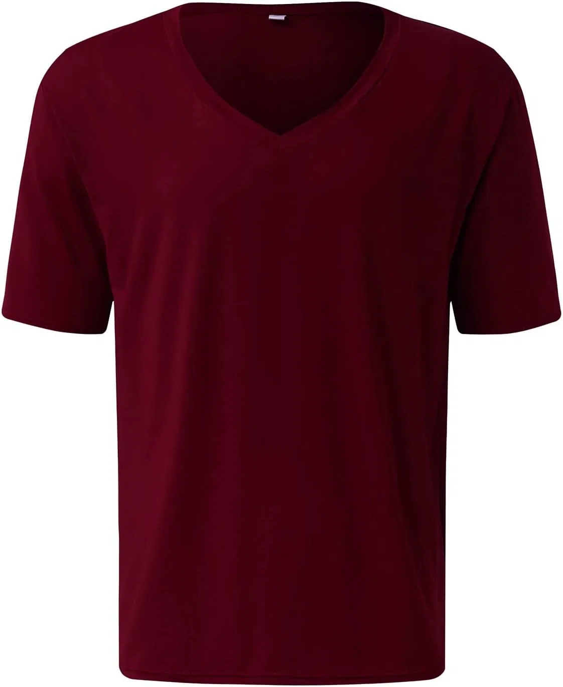 Мужская повседневная футболка с V-образным вырезом Slim Fit, Wine — фото 4