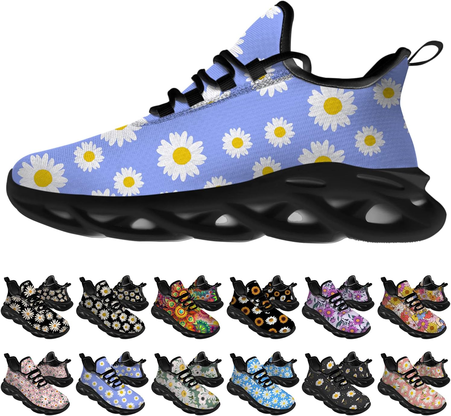 

Кроссовки Ciadoon Daisy для женщин и мужчин, беговые кроссовки для дороги, удобная спортивная и ходовая обувь, теннисные кроссовки с цветочным принтом, подарки для мальчиков и девочек, синий