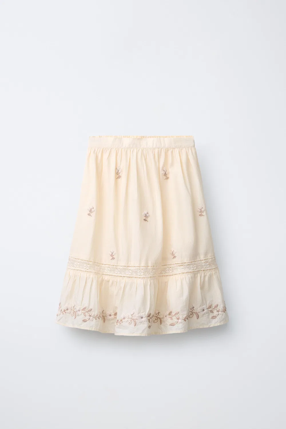 Юбка миди с вышивкой ZARA, Ecru