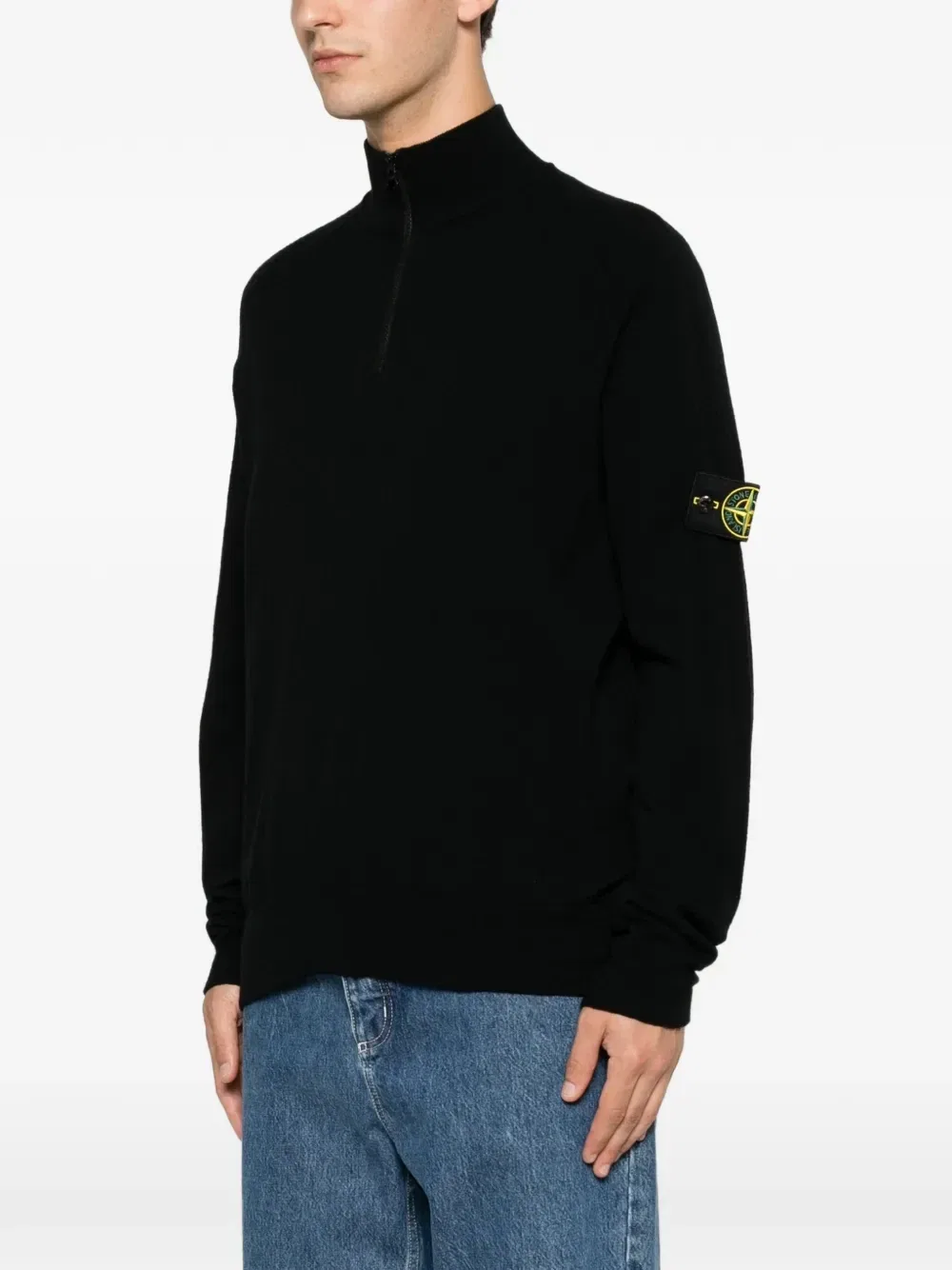 Свитер на молнии до середины груди Stone Island, черный — фото 3