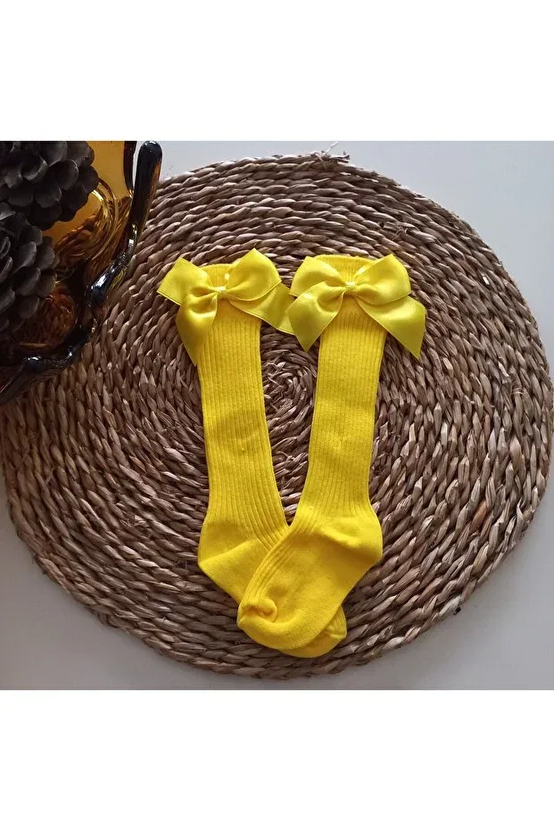 Детские носки для девочек с бантом Mars Baby, Yellow