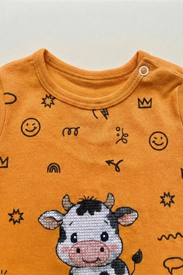 Детский комбинезон с принтом Cow Printed Lucevera, Orange — фото 4