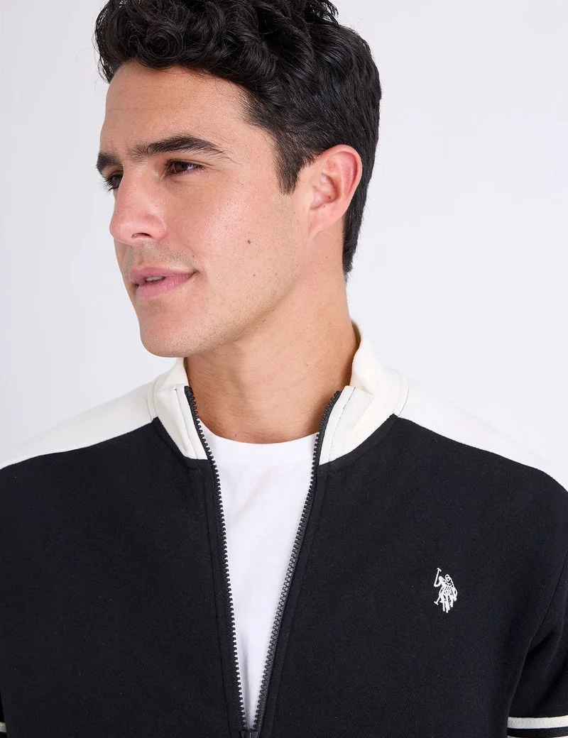Мужская куртка U.S. Polo Assn. Tricot Tape Full Zip Fleece Track, черный — фото 4