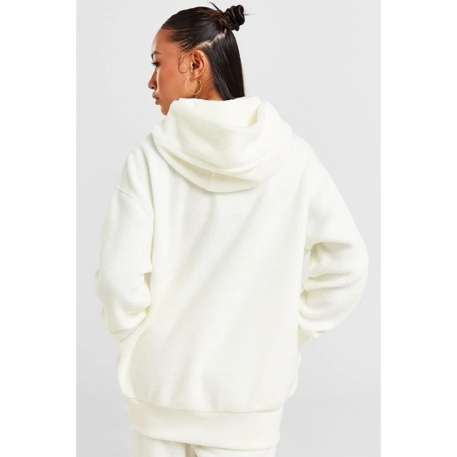 Женский худи с капюшоном и молнией Sportswear Plush Hoodie Stone Oversize Nike, Кремовый — фото 2