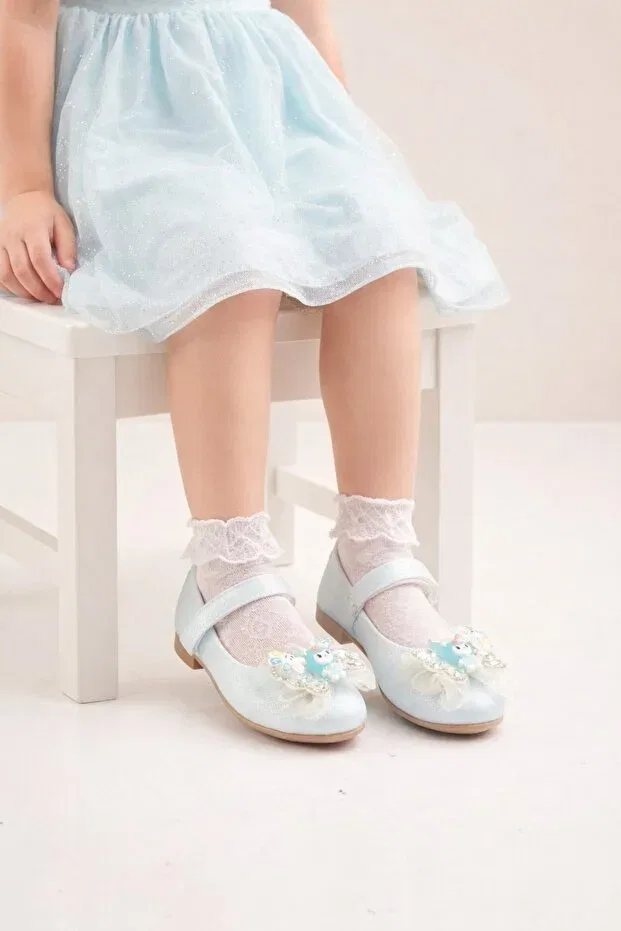 Детские балетки для девочек с бантом Minibonito, Blue