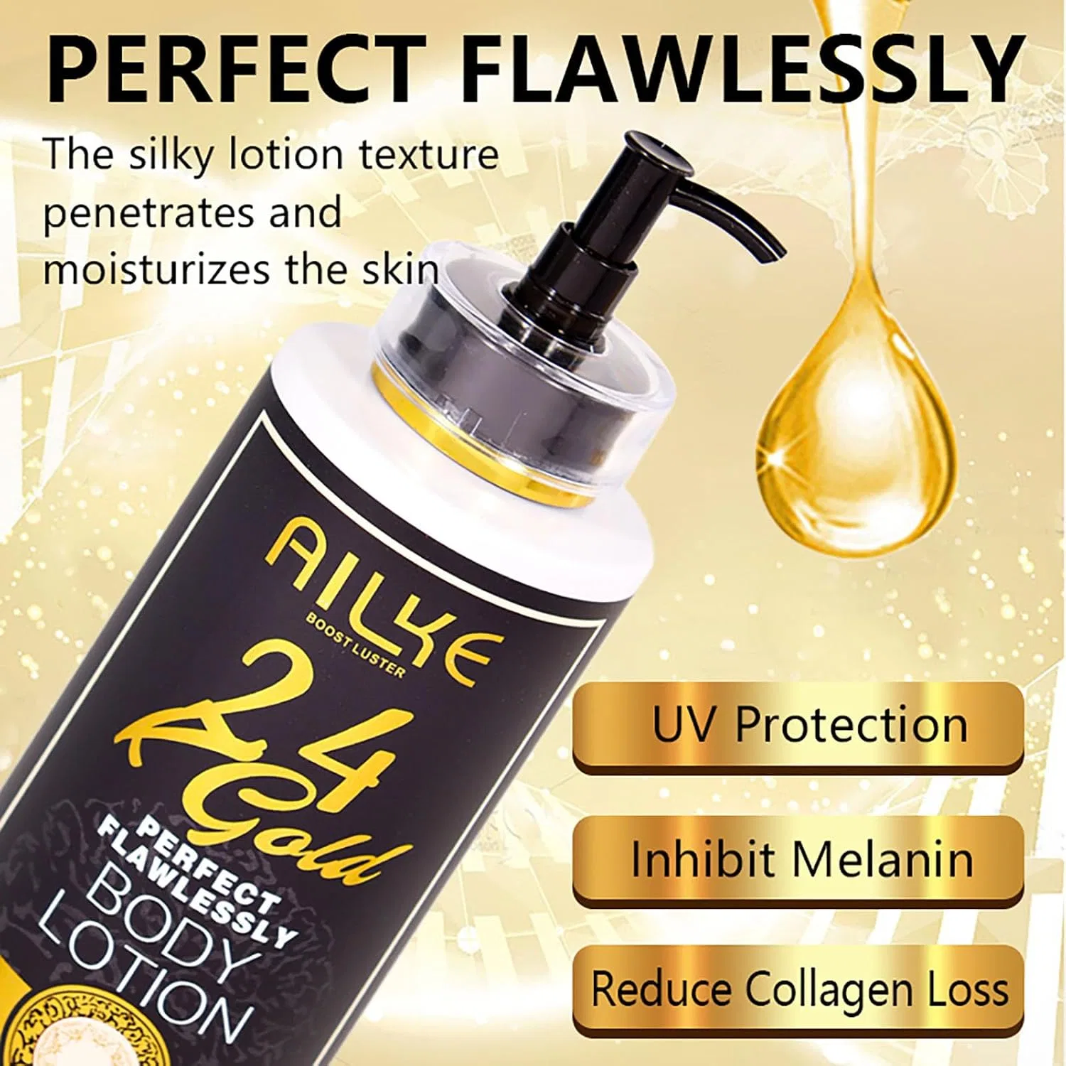 Лосьон для тела 24k Gold, AILKE BOOST LUSTER, 400 мл, Pack of 3 — фото 3