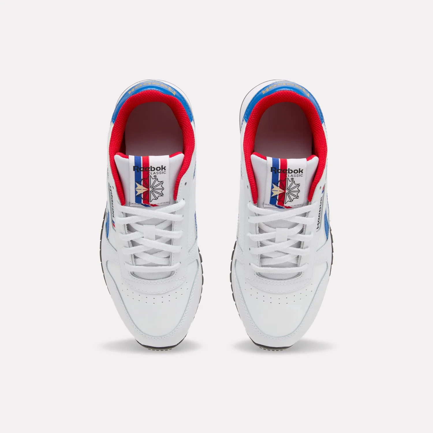 Детские классические кожаные кроссовки Reebok Classic, White/Blue/Red — фото 3