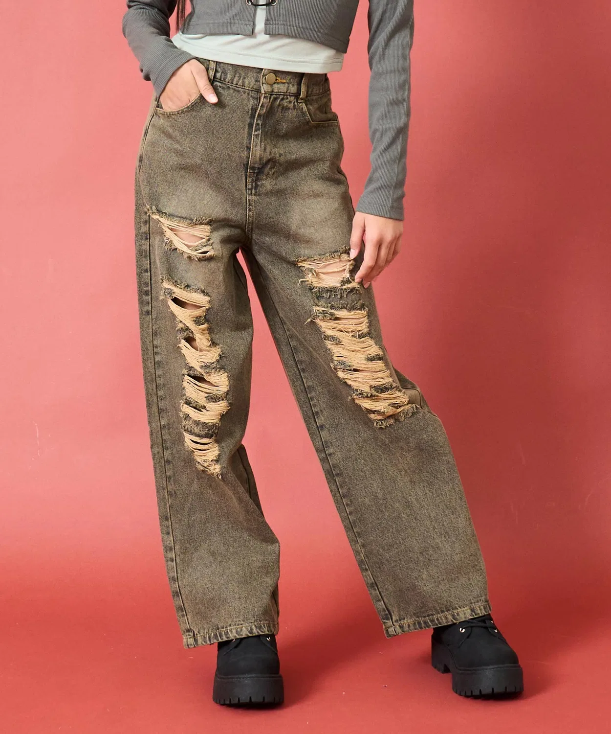 Детские джинсы с принтом на спине, модель Heart Pocket Crash ANAP GiRL, Brown