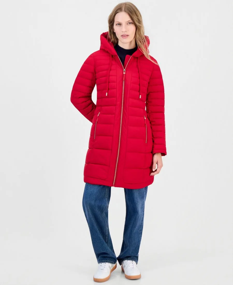 Пуховик с капюшоном, упаковываемый Tommy Hilfiger, Crimson