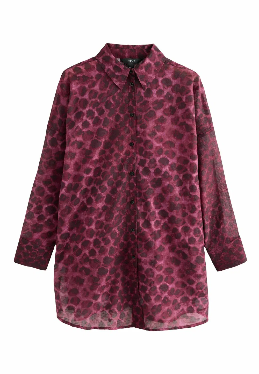 Пляжная рубашка-накидка - стандартный крой - пляжный аксессуар Next, Berry Black Leopard — фото 4