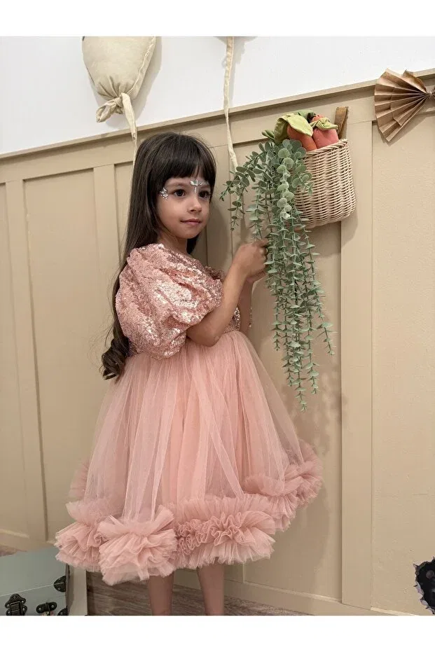 Детское платье для девочек с пайетками Penu Baby Kids, Powder — фото 3