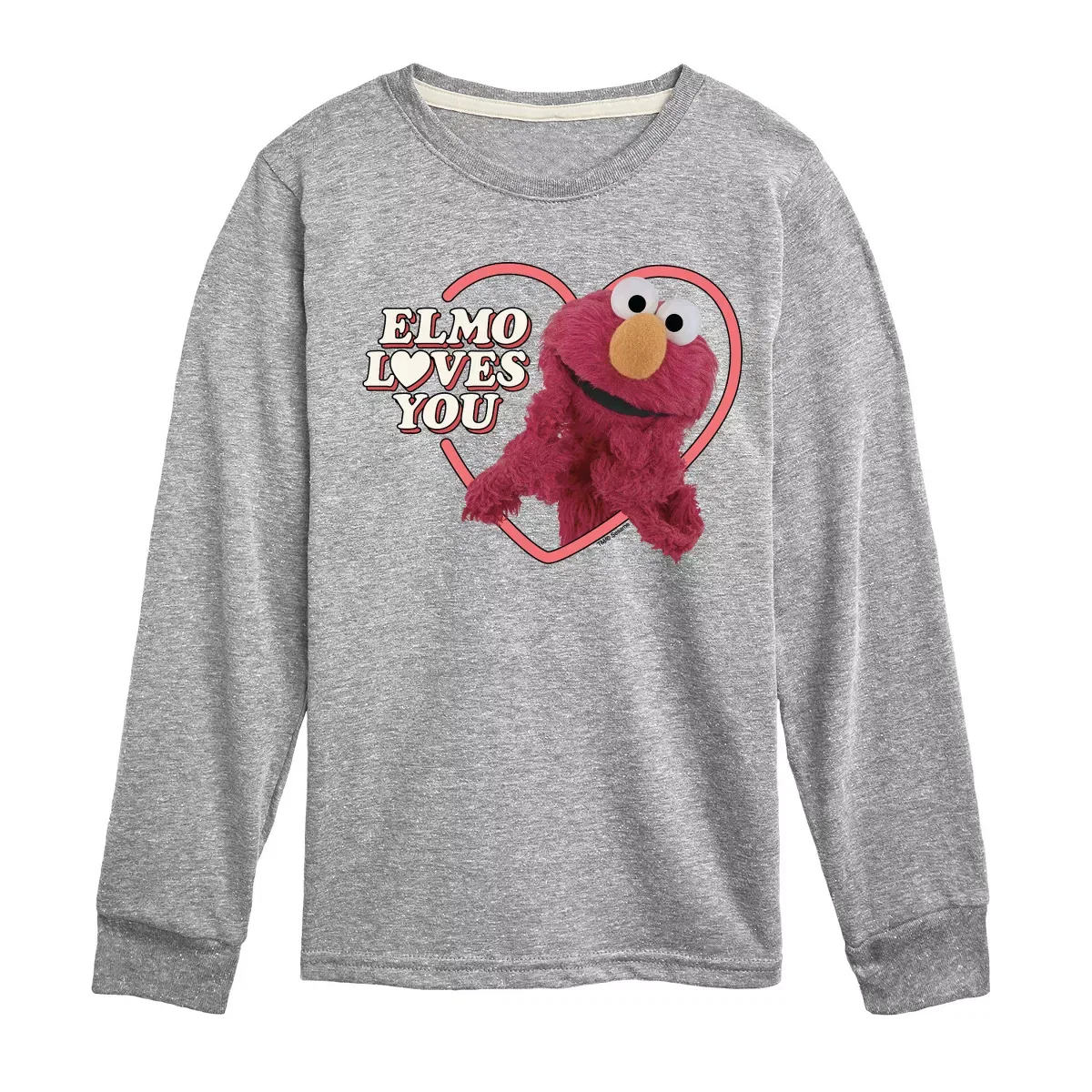 Детская футболка с длинным рукавом с принтом Elmo Loves You Sesame Street, Athletic Heather