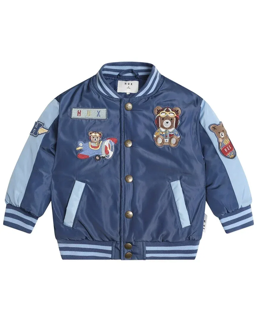 Детская куртка-бомбер на молнии с патчами Aviator Varsity Huxbaby, темно-синий