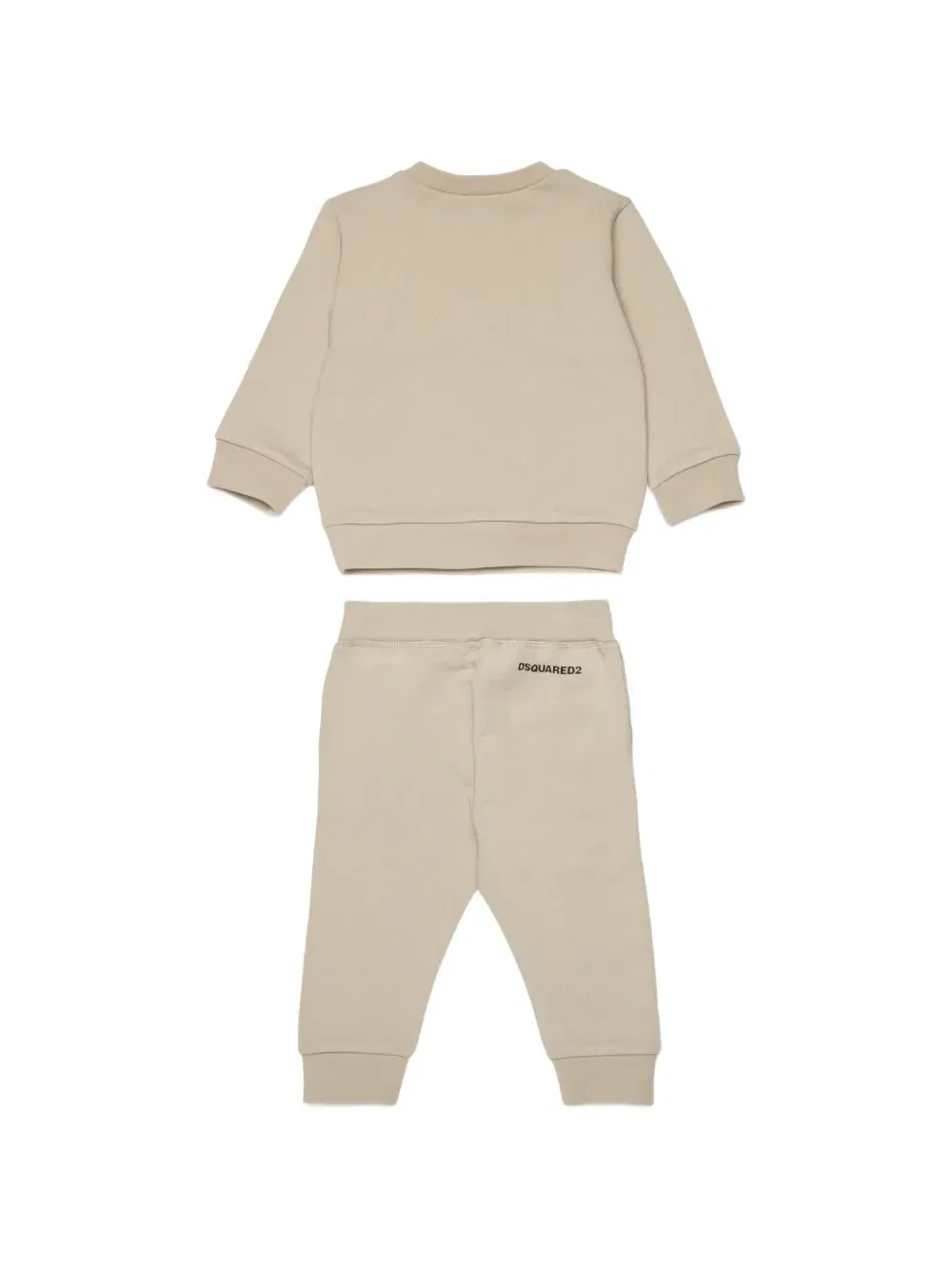 Хлопковый спортивный костюм с логотипом Dsquared2 Kids, бежевый — фото 2