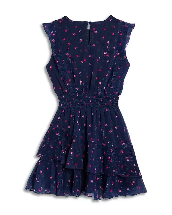 Детское платье для девочек с принтом Aqua, Navy Floral — фото 2