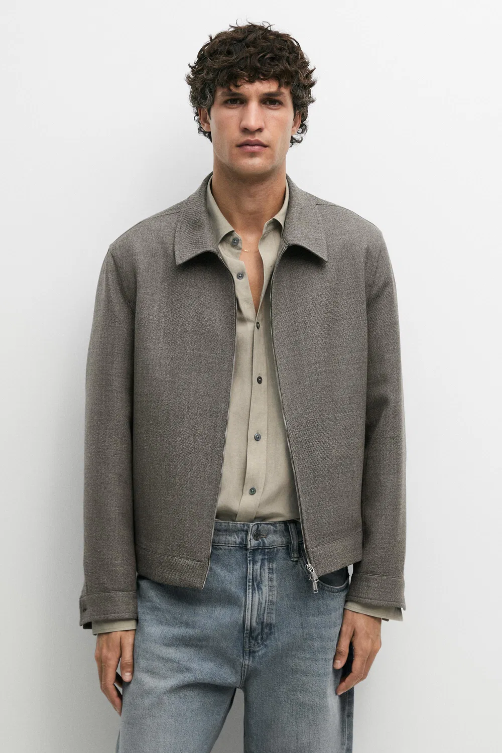 Куртка Massimo Dutti, структурированная, серовато-зеленый — фото 2