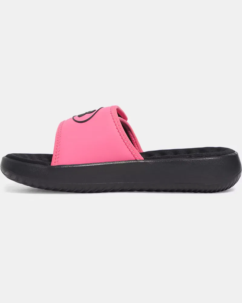 Шлепанцы с мягкой стелькой из пеноматериала с эффектом памяти UA Ignite Pro 8 UnderArmour, Black/Super Pink/Ultimate Black — фото 2