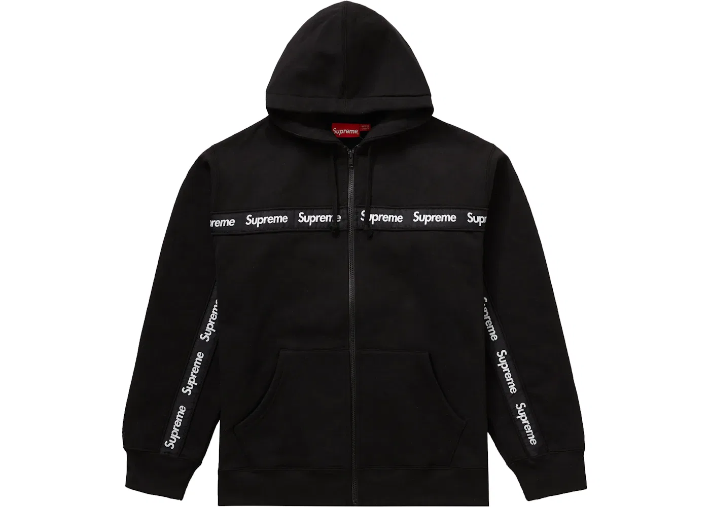Мужская худи на молнии с принтом Hooded Sweatshirt Supreme, Black