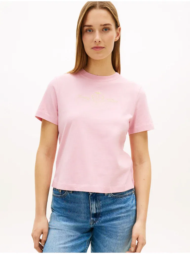 Футболка с коротким рукавом, с вышивкой TOMMY HILFIGER, Light Pink