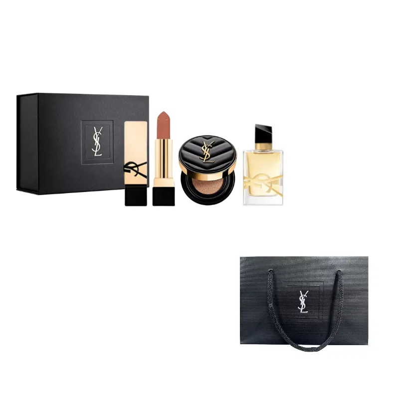 Женский набор косметики с воздушной подушкой Gold Bar и духами Libre Eau De Parfum Sample Makeup Set SAINT LAURENT
