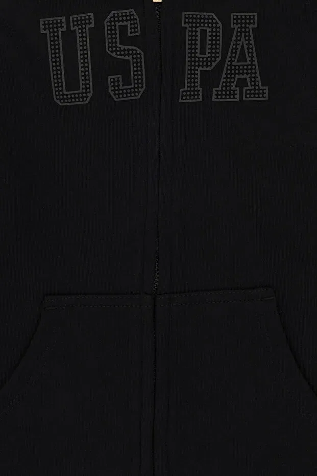 Детское худи для девочек с капюшоном U.S. Polo Assn., Black — фото 3