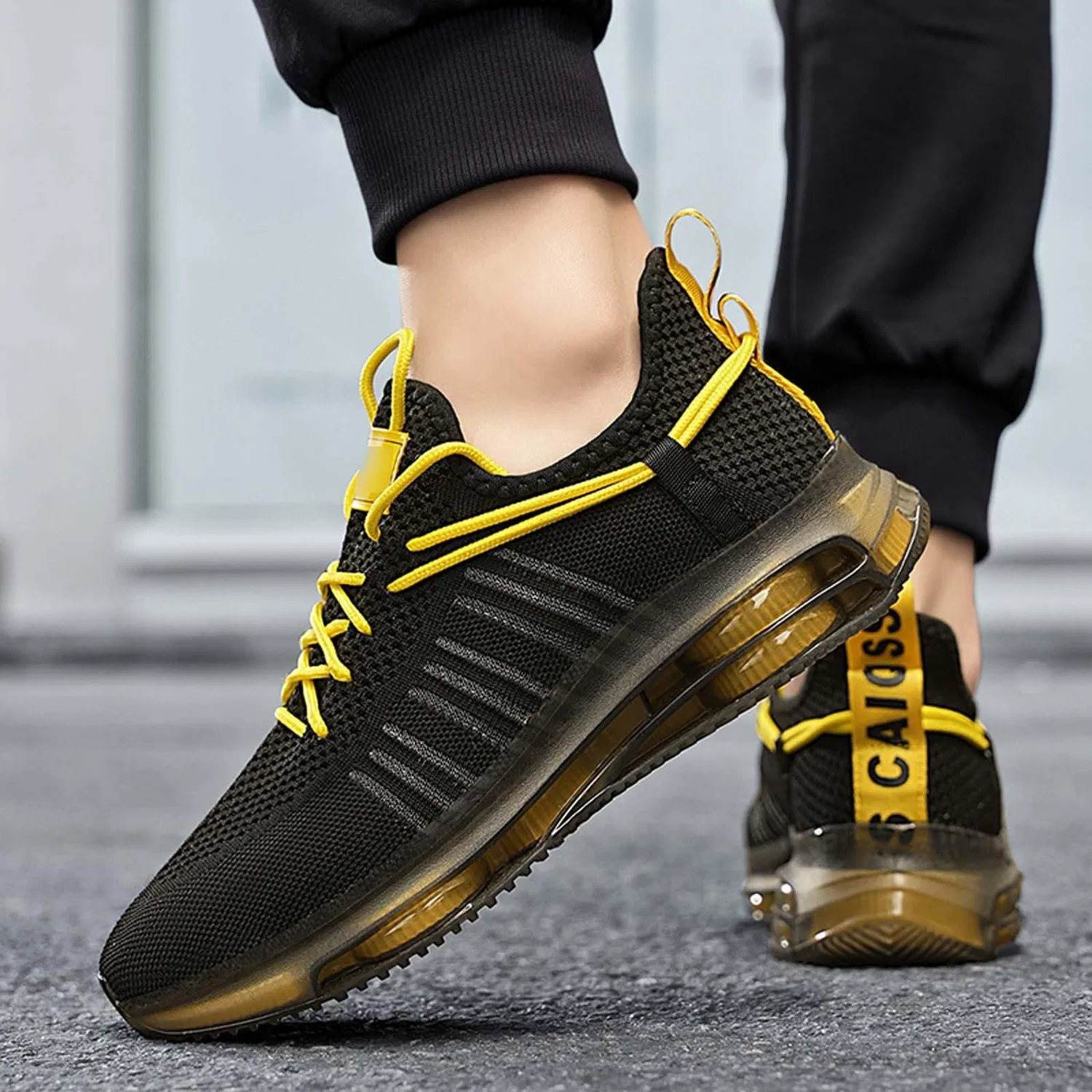 Детские кроссовки из сетки на шнуровке Unisex Daily Wear Lightweight Sports, Nero — фото 3