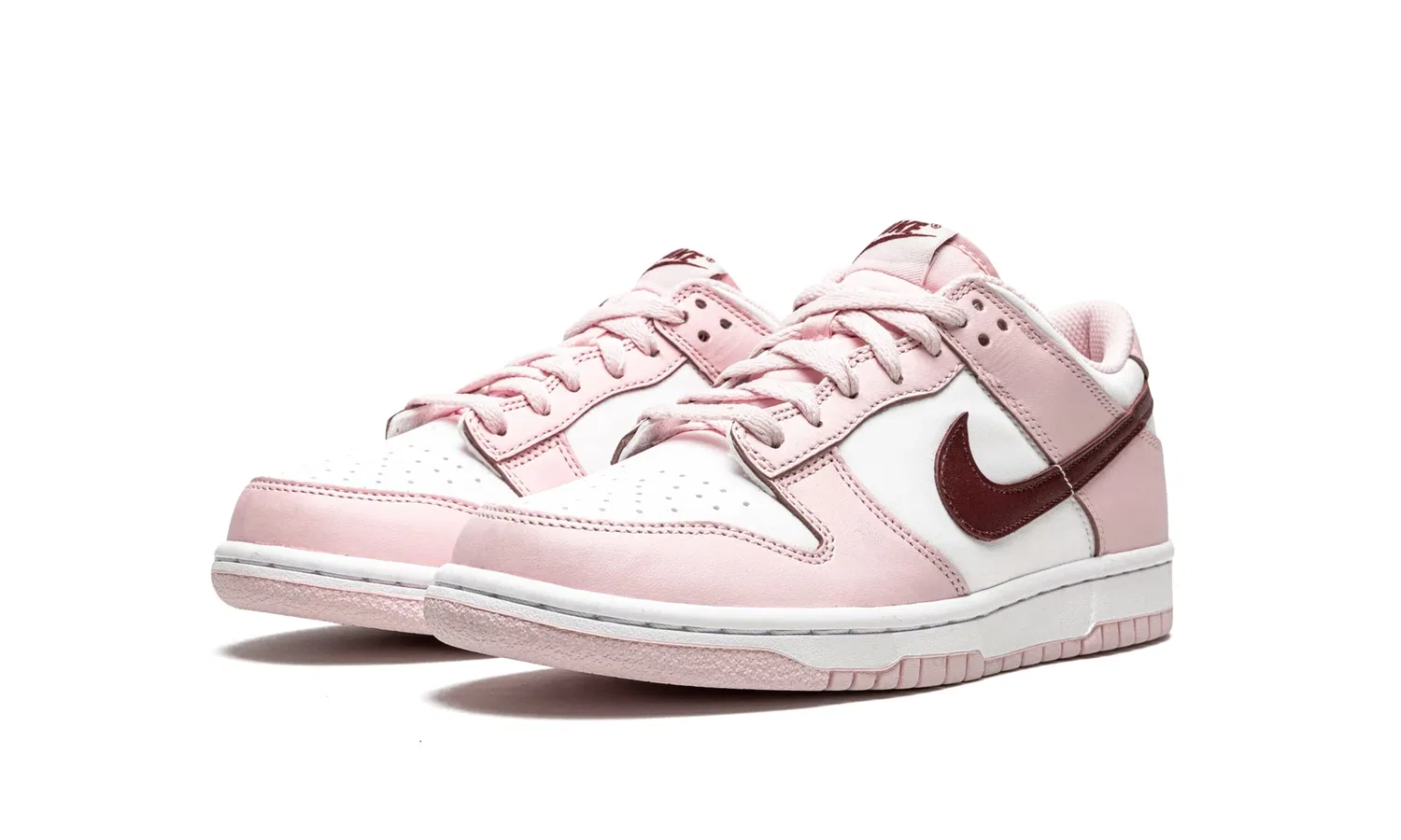 Детские кроссовки для девочек с принтом Dunk Low NIKE, Pink White Bordeaux — фото 2