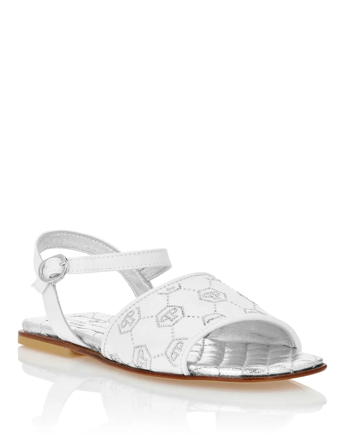 Детские сандалии с открытым носом Monogram Strass PHILIPP PLEIN, White