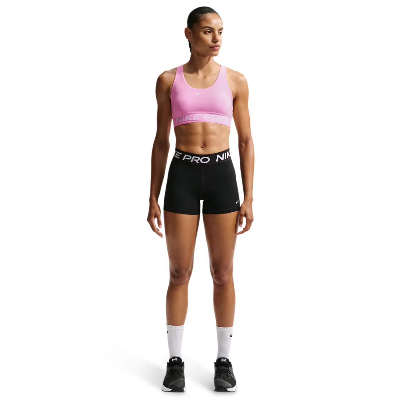 Женский спортивный бюстгальтер с легкой поддержкой Nike Pro Dri-FIT 365 LS Bra, Pink Rise/White — фото 3
