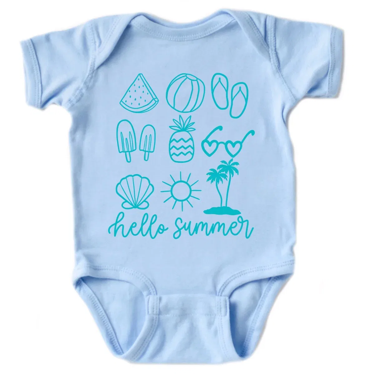 Детское боди с коротким рукавом с принтом Hello Summer Chart The Juniper Shop, Light Blue