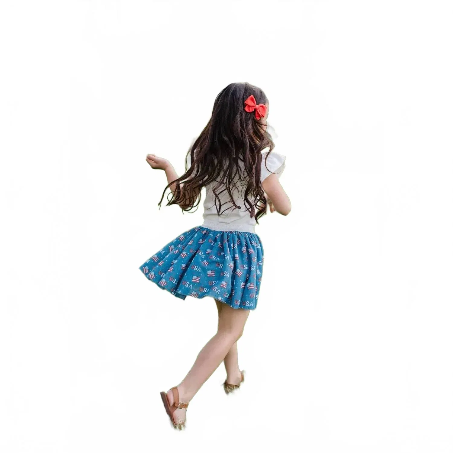 Детская юбка из фатина с принтом Tulle Skirt In Ollie Jay, синий — фото 2