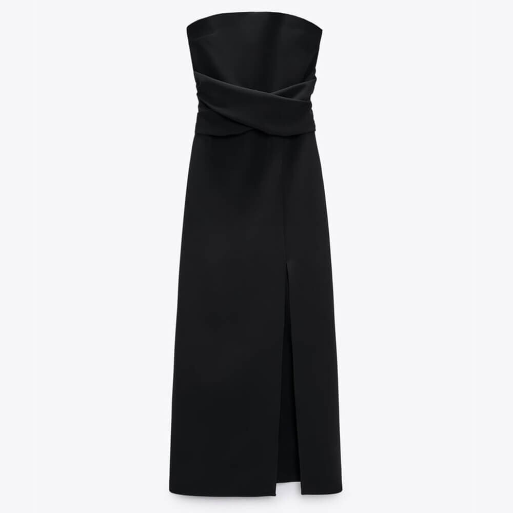 

Платье Zara Strapless Midi, черный