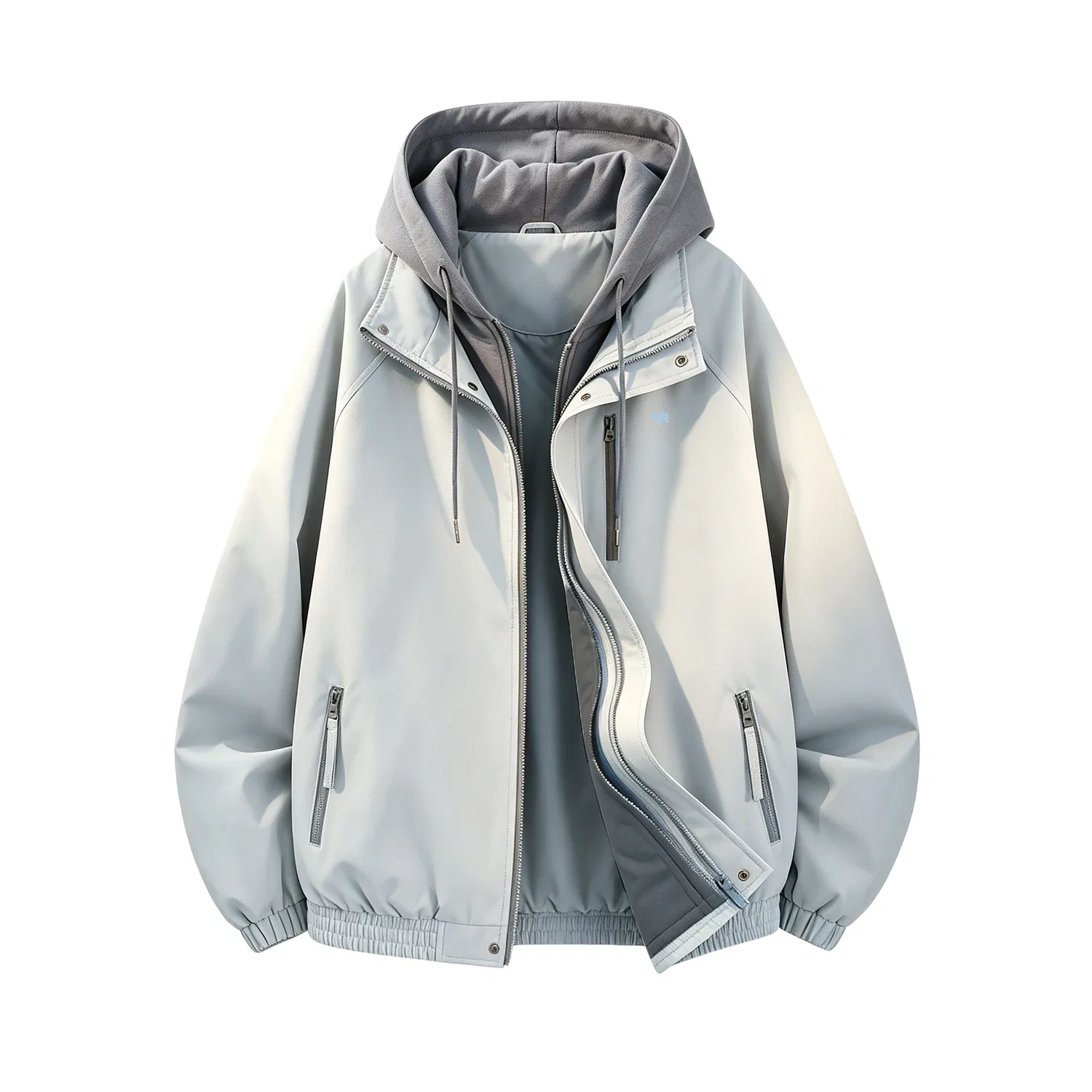 Детский ветрозащитный жакет с капюшоном, немоделируемый, прямой крой, Light Gray (DIY Badge), WARRIOR