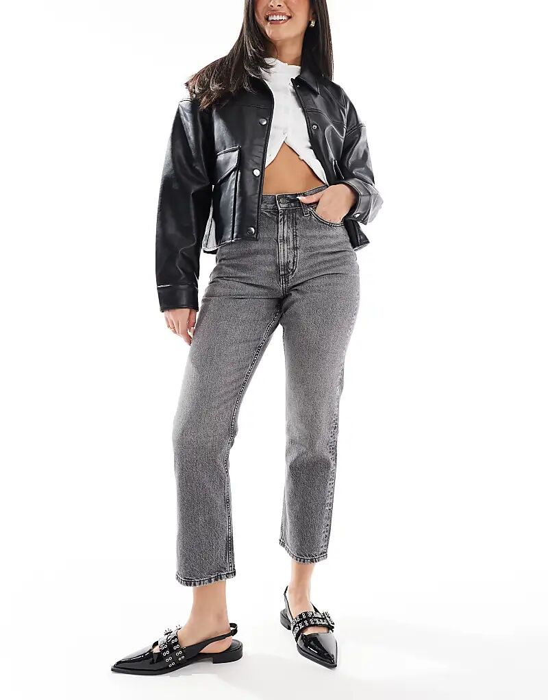 

Укороченные прямые джинсы ASOS DESIGN 90-х серого цвета