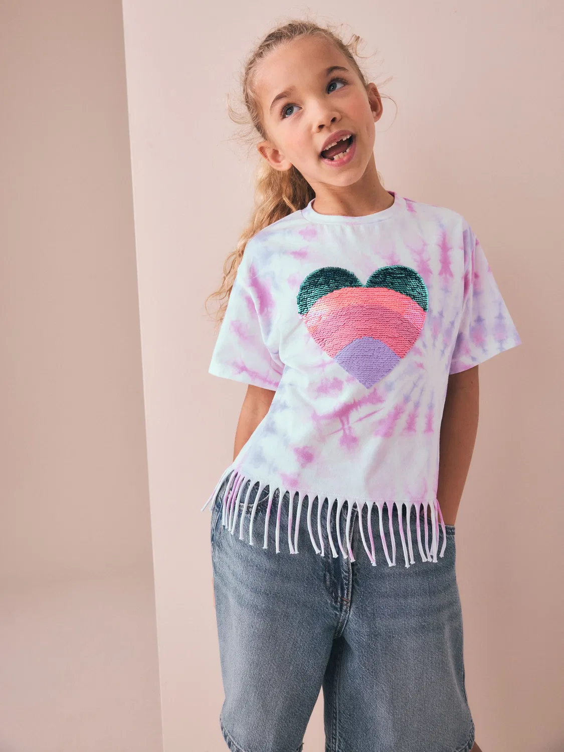 Футболка с бахромой, Pink Tie-Dye Next, розовый — фото 2