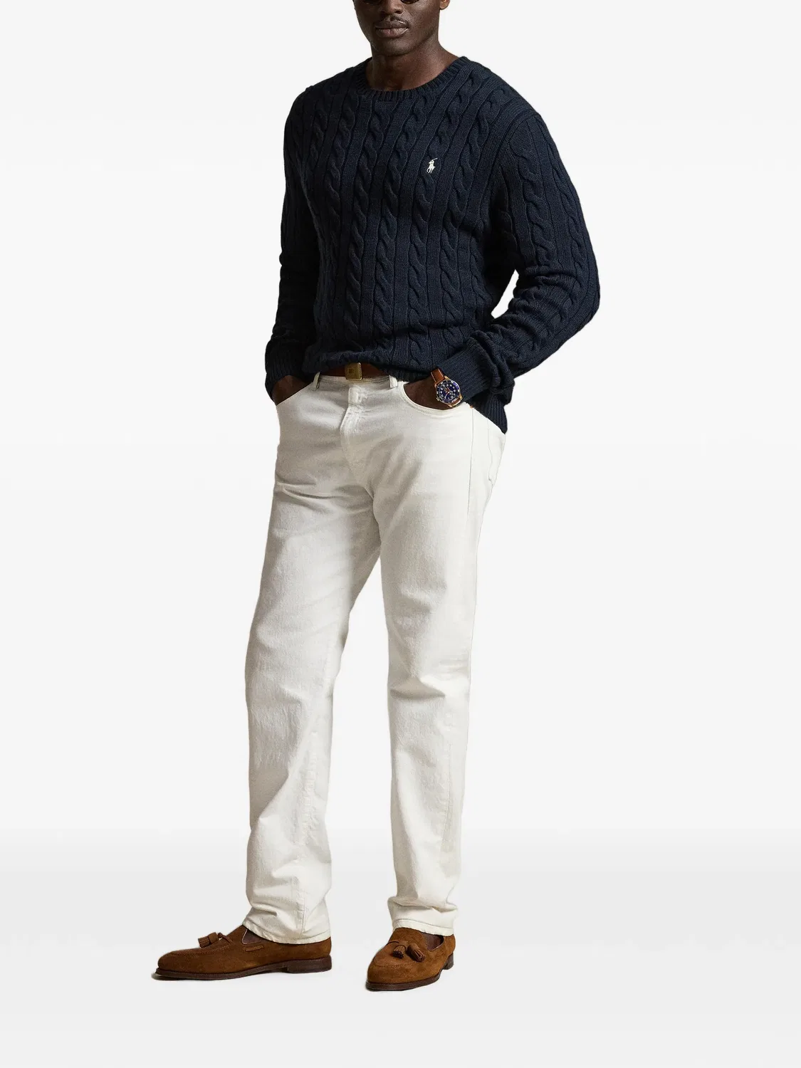 Polo Ralph Lauren Свитер с аранами, синий — фото 2