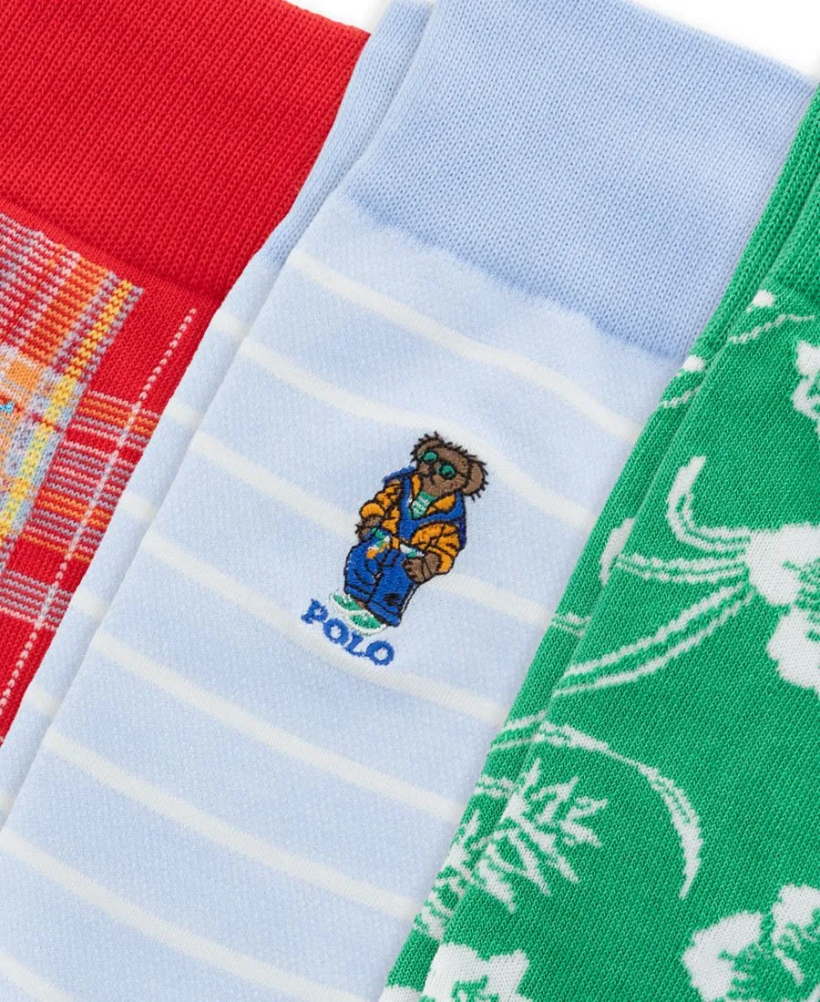 Комплект носков хлопковых с принтом Polo Ralph Lauren, Red/Blue/Green — фото 2