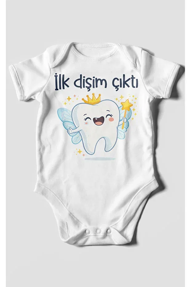 Детское боди с коротким рукавом с принтом My First Tooth Came Out Morivokids, White — фото 2