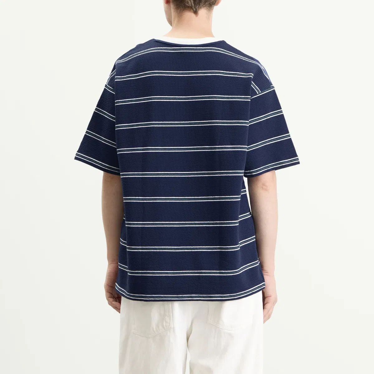 Футболка хлопковая Resort Summer T-Shirt Adidas, Night Indigo Off White & Court Green — фото 3