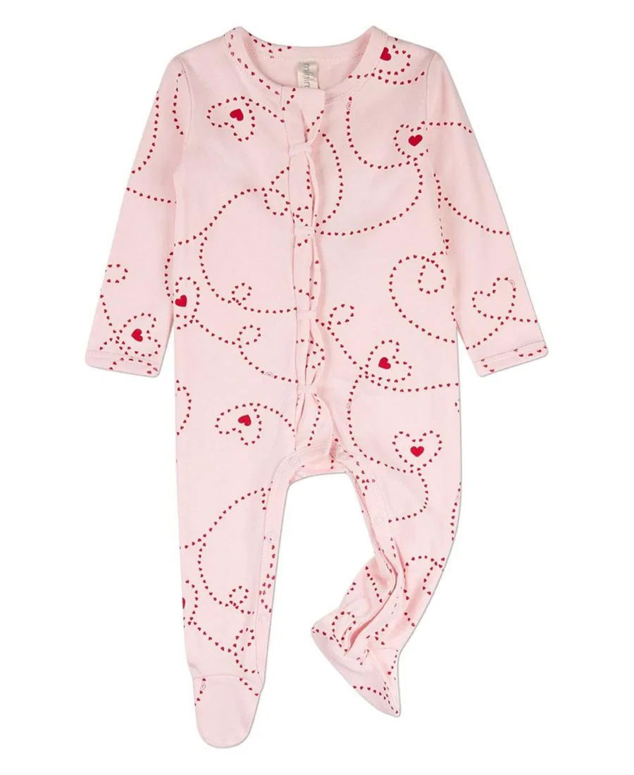 Боди для малышки с длинным рукавом MeMoi, с принтом, Barely Pink