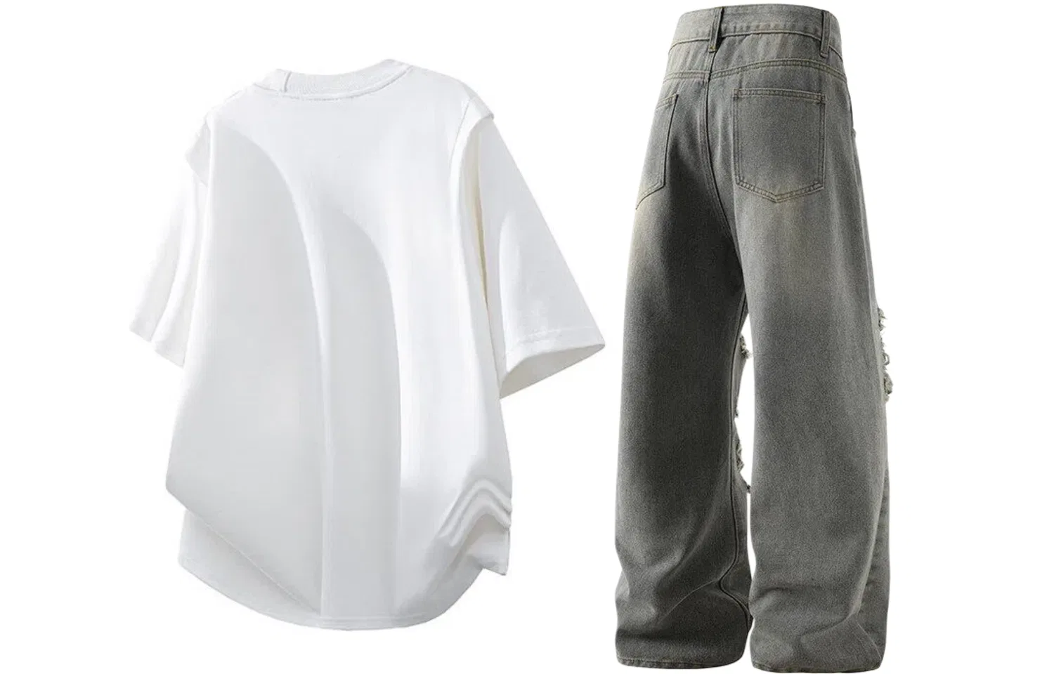 Детский спортивный комплект с принтом Casual Sportswear GWAF, Black Top/Vintage Blue Pants — фото 4