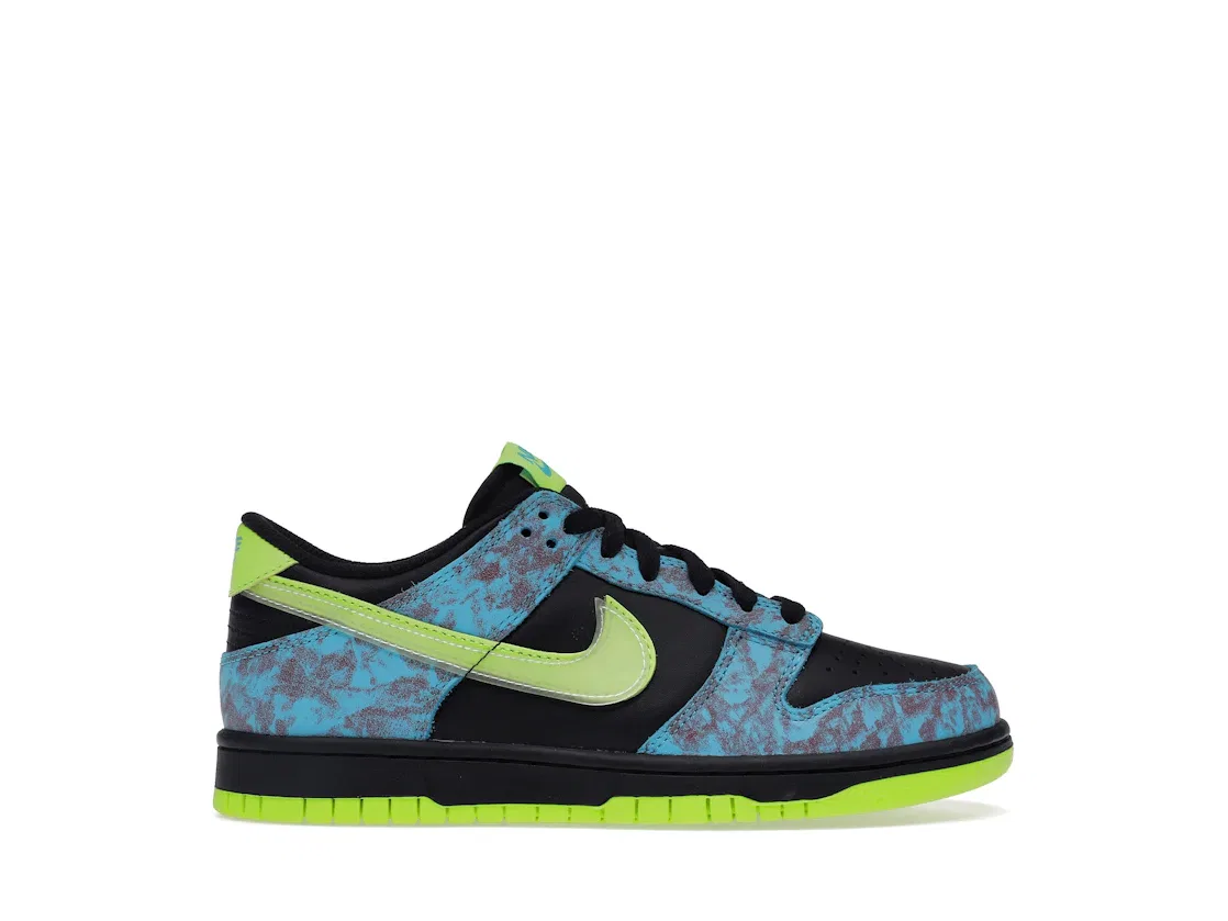 Детские кроссовки Lifestyle с принтом Nike Dunk Low SE Nike, Multi-Color/Black/Baltic Blue/Volt