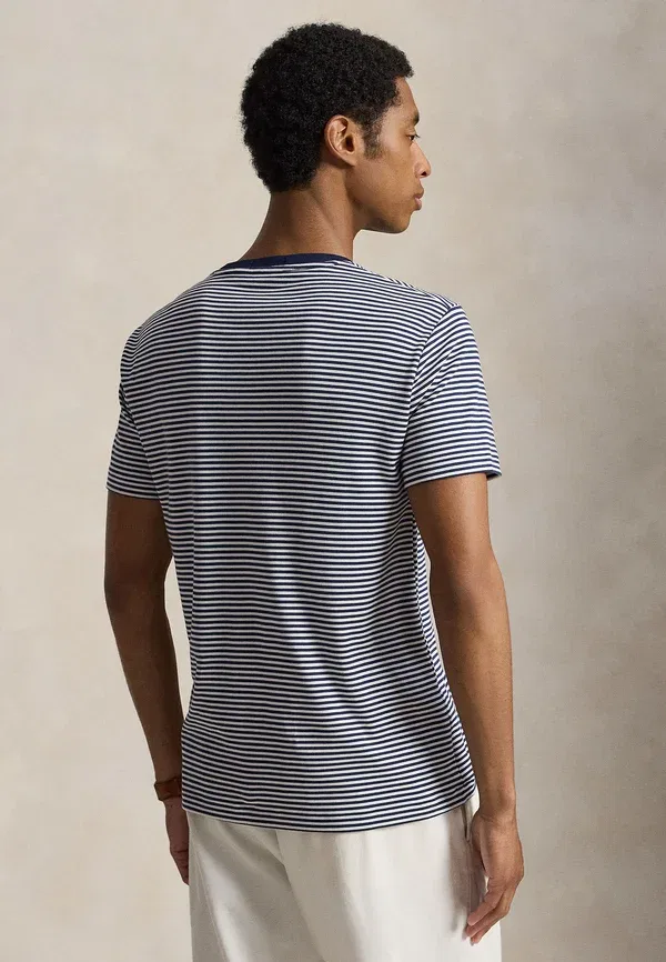 Футболка хлопковая Custom slim fit soft cotton t-shirt Polo Ralph Lauren, Newport темно-синий/White — фото 3